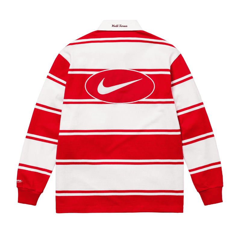 Camisa Supreme x Nike Stripe Rugby Vermelha/Branca
